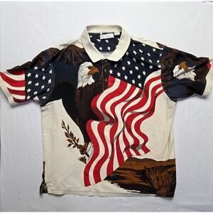 American Summer Shirt Eagle Flag Graphic Polo Patriotic AOP 2XL XXL Shirt